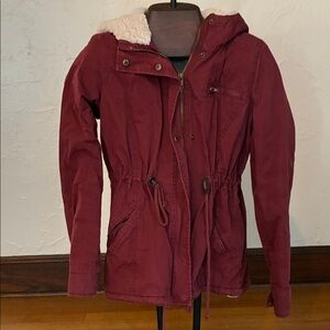 La Hearts Maroon Utility Jacket with Hood